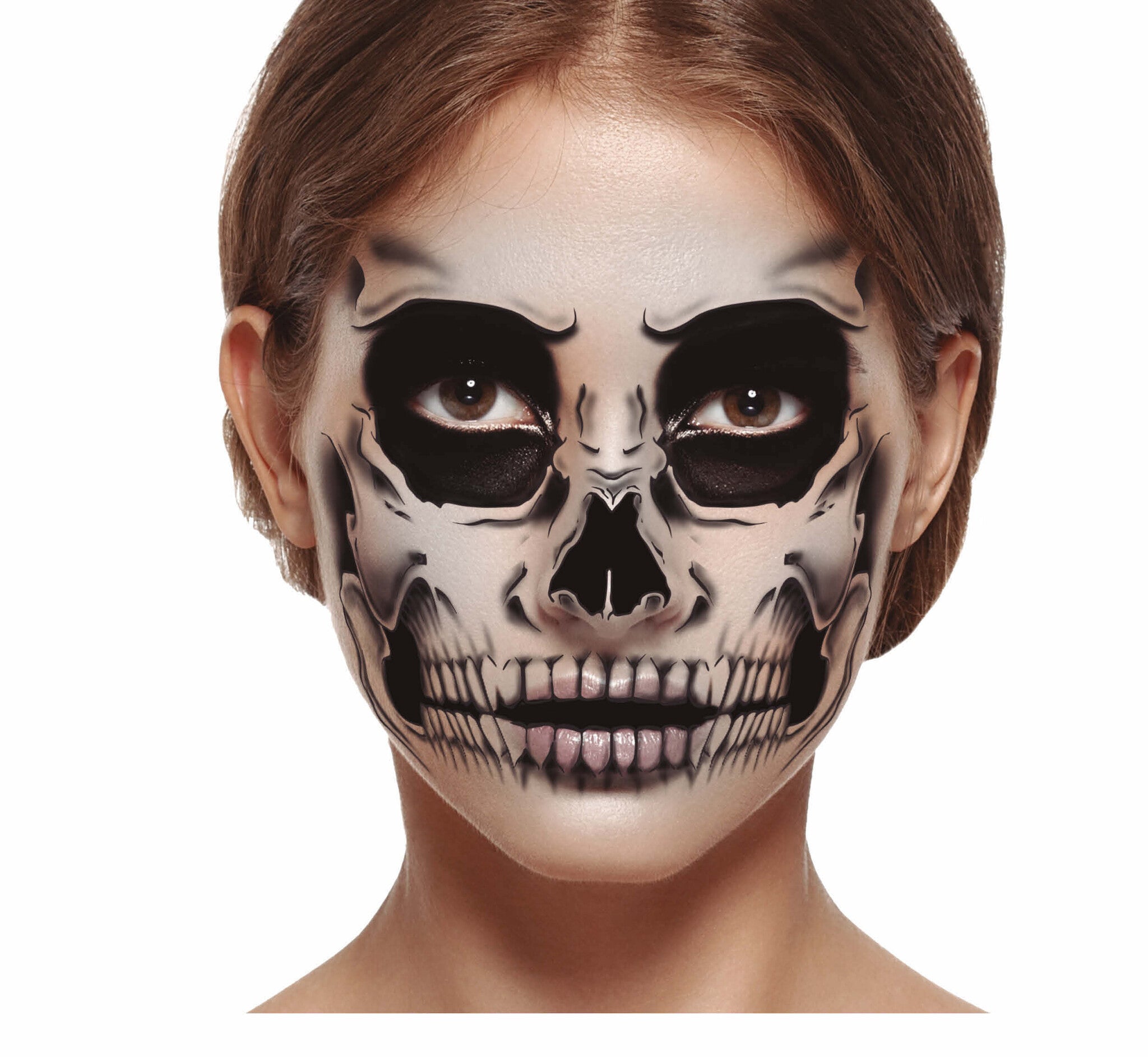 Halloween Gezicht Stickers Skelet 30x14 cm