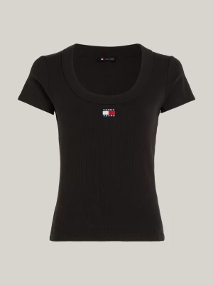 Camiseta canelada slim fit com emblema