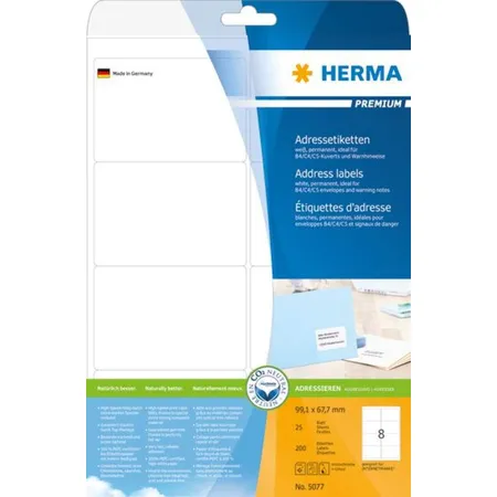 HERMA Adressetiketten Premium, weiß, 99,1 x 67mm, 200 Stück