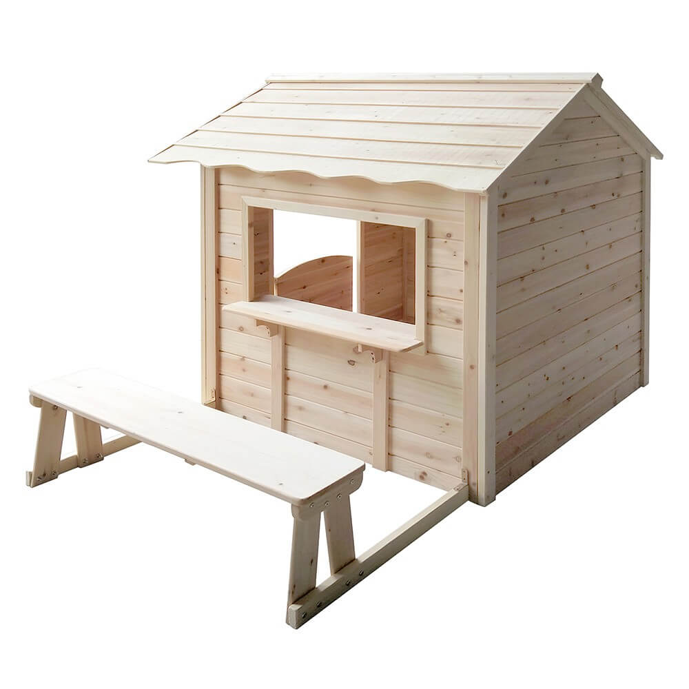 Home Deluxe - Speelhuis - HET GROTE PALEIS naturel - 166 x 138 x 132 cm met bank - FSC-gecertificeerd kinderspeelhuis, incl. montagemateriaal | Tuinhuisje houten huis kinderhuis