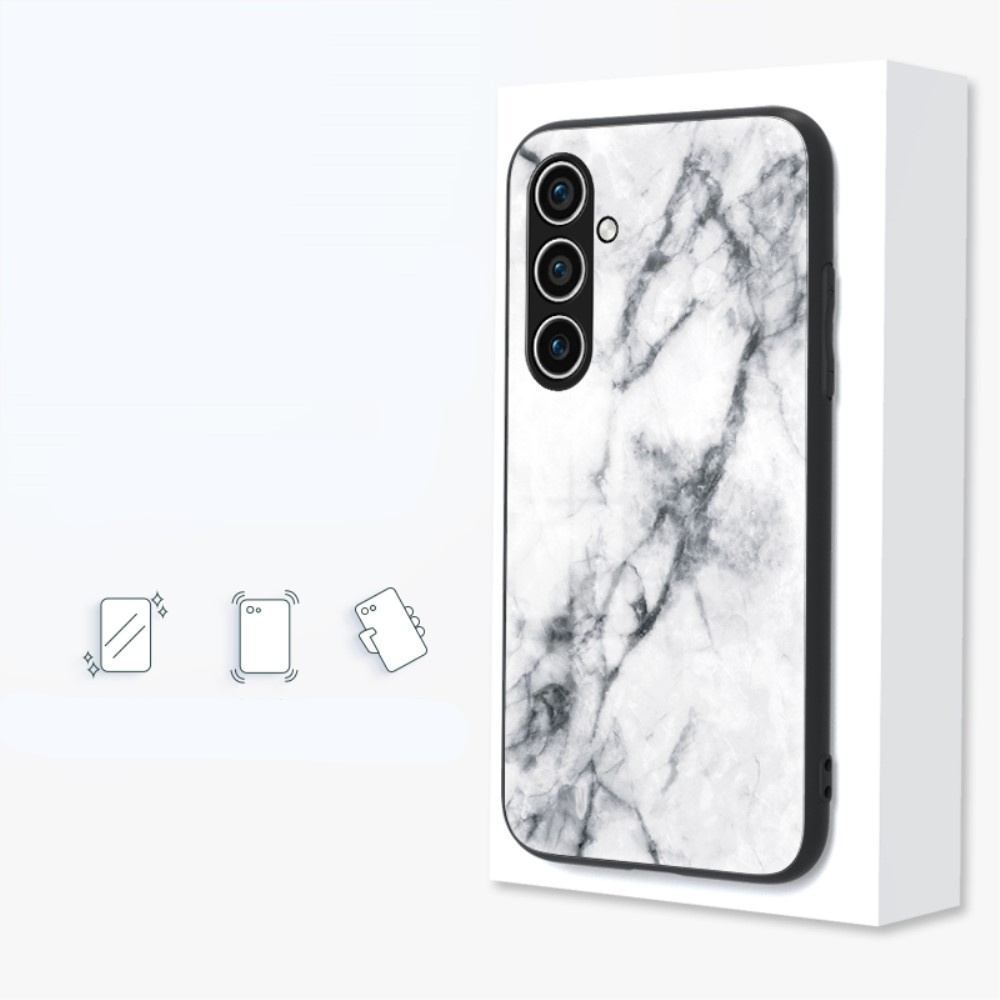 Samsung Galaxy S24 Hardcase Hybrid Schutzhülle Glas Rückseite Marmor Marble - Schwarz / Rot