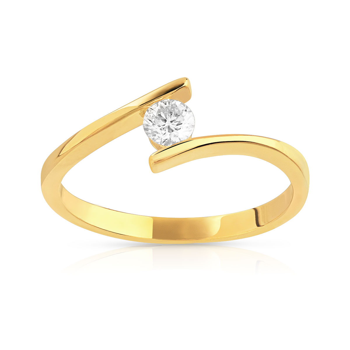 Solitaire or jaune 750 diamant synthétique 0.15 carat