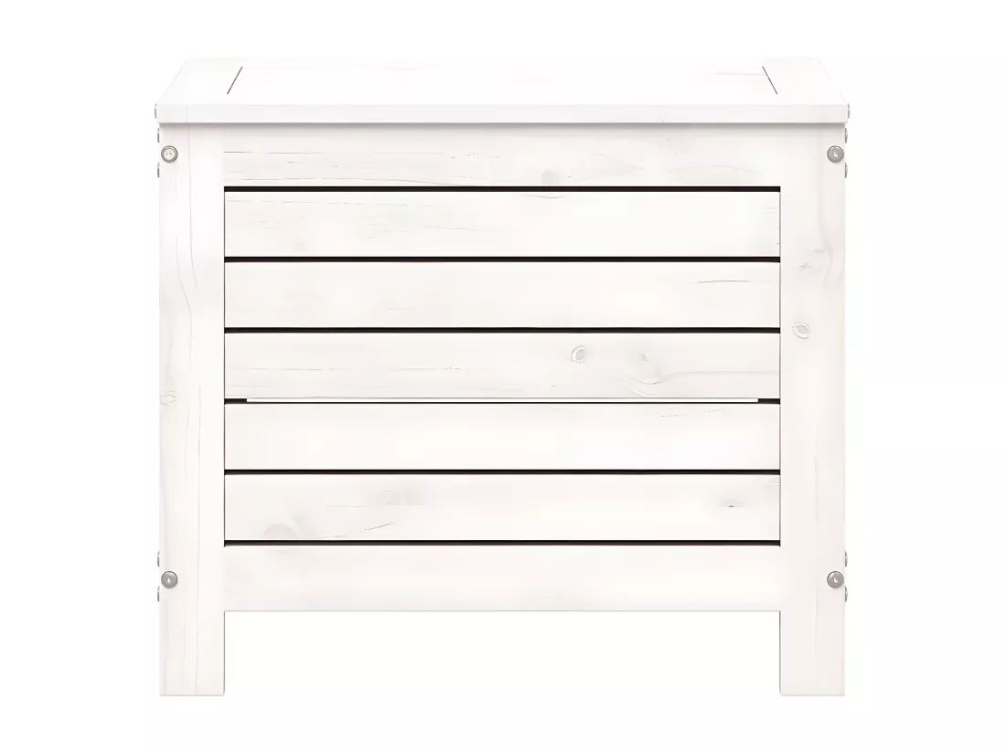 Repose-pied de jardin blanc 62x31,5x52 cm bois de pin massif