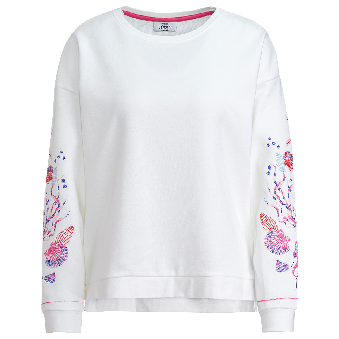 Gina Benotti Damen Sweatshirt mit Stickerei weiss