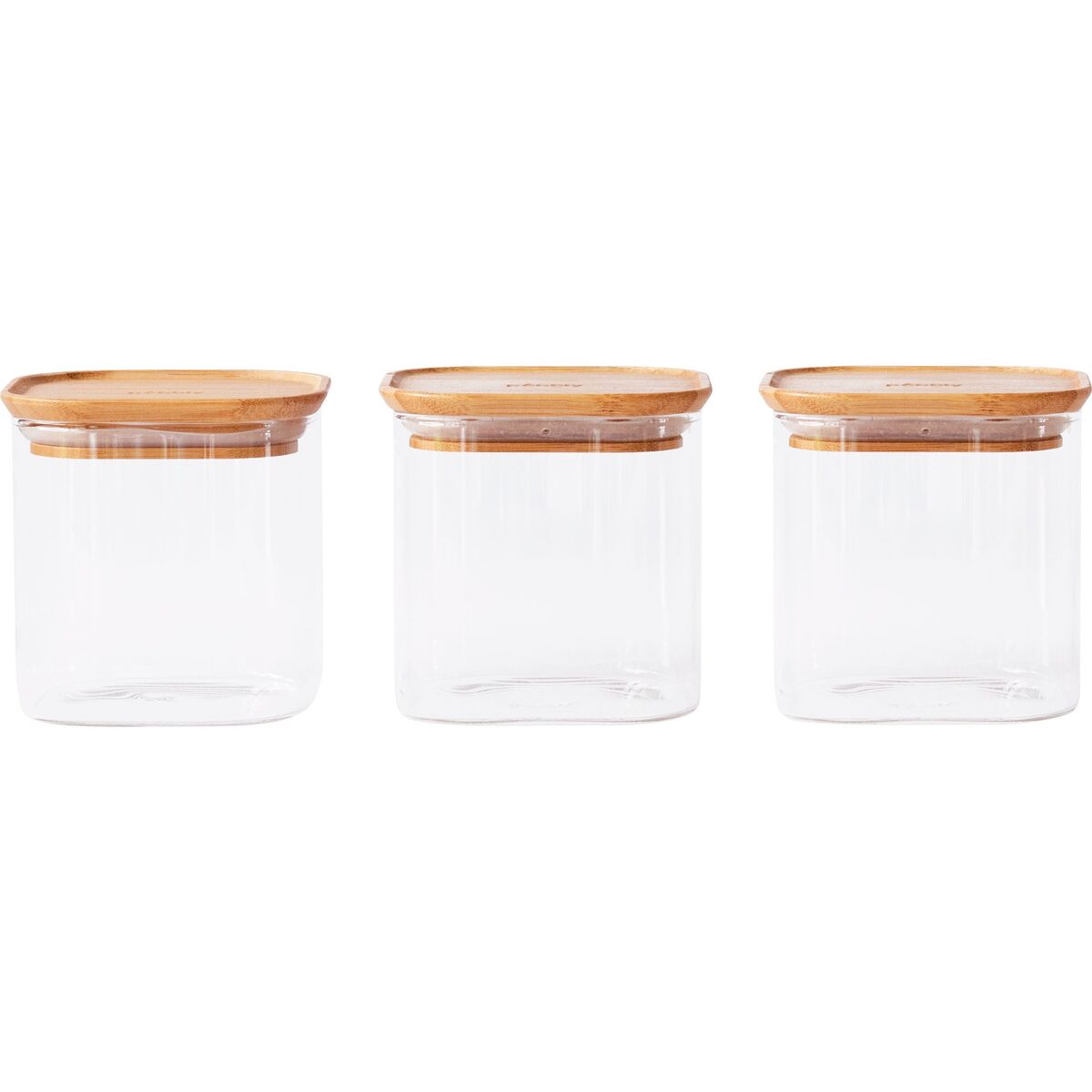 Stabelbare glasskrukker 800 ml 3-pakning, bambus/glass