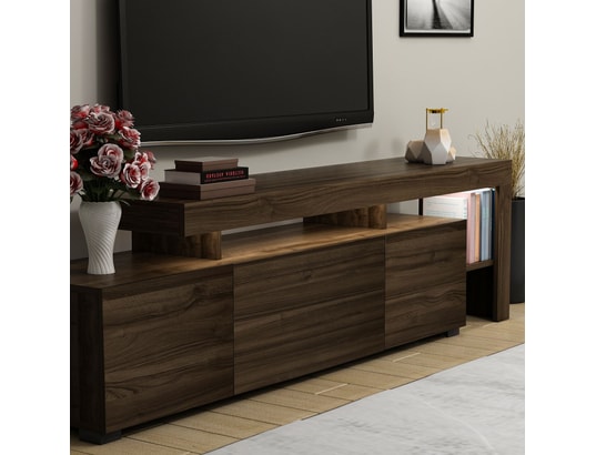 CONCEPT1 - Meuble TV Beliz - Noyer 192 x 53 x 37