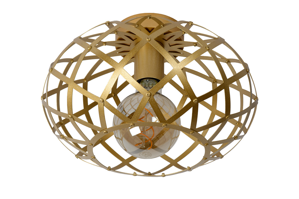 Lucide Wolfram plafondlamp 30cm 1x E27 goud mat