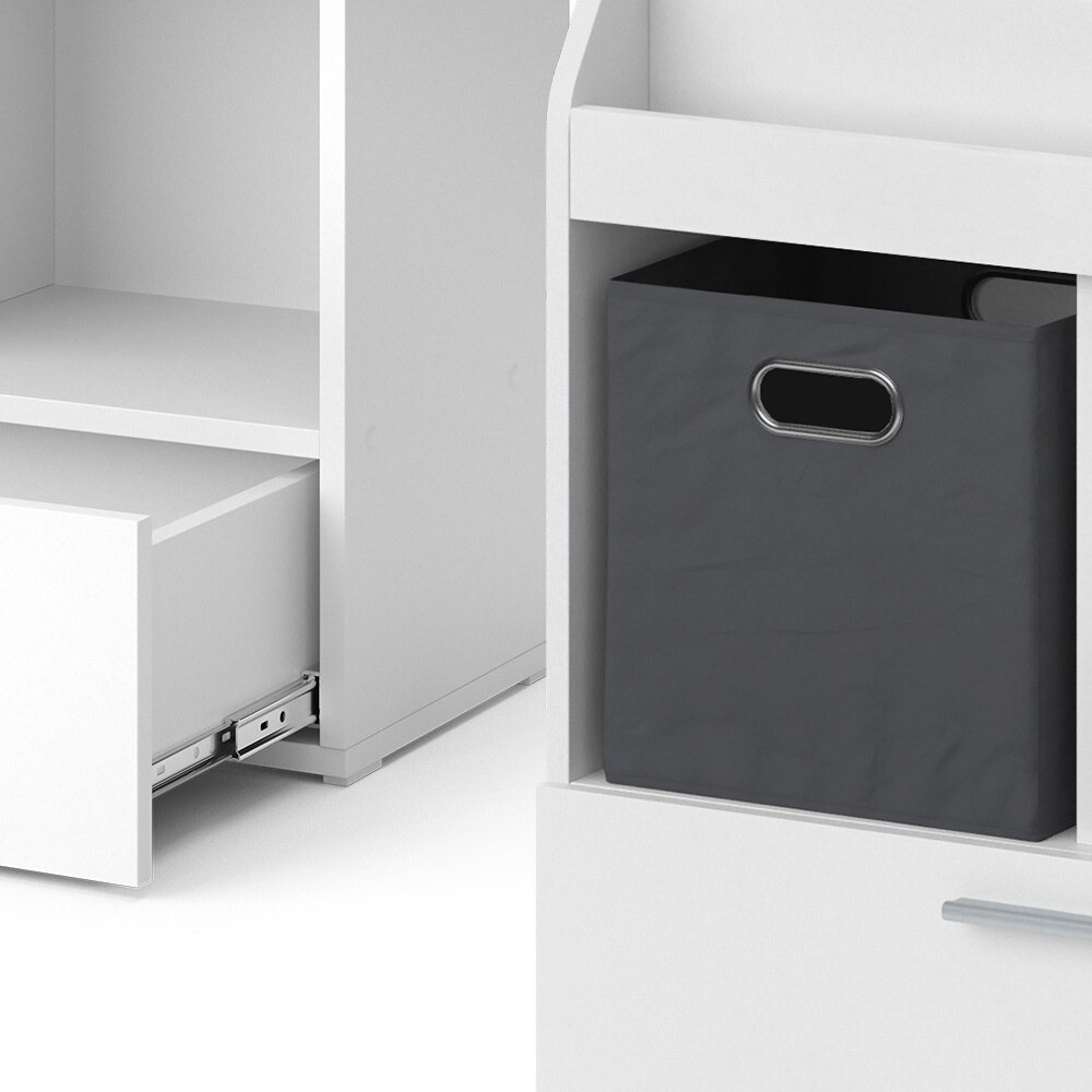 Vicco Bücherregal Luigi 72 x 96,2 cm, Weiß, Wohnzimmerregal, mit Faltboxen, modern