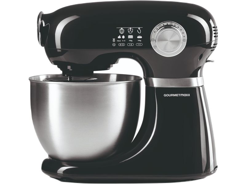 GOURMETmaxx Küchenmaschine Schwarz Küchengerät mit Rührschüssel und Zubehör