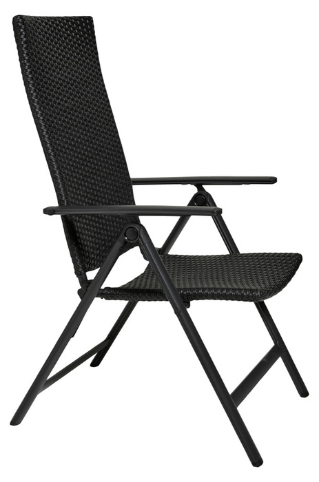 Havestol i sort aluminium og rattan