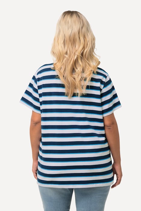 T-Shirt, Streifenmix, Relaxed, Rundhals, Halbarm