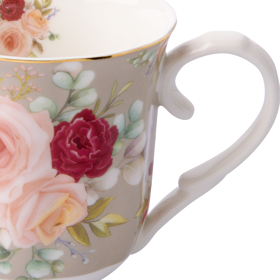 My Home Tasse mit Rosen-Motiv beige / weiss / bunt