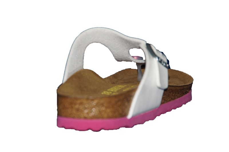 Birkenstock Gizeh Smal Wit-Lak roze zool
