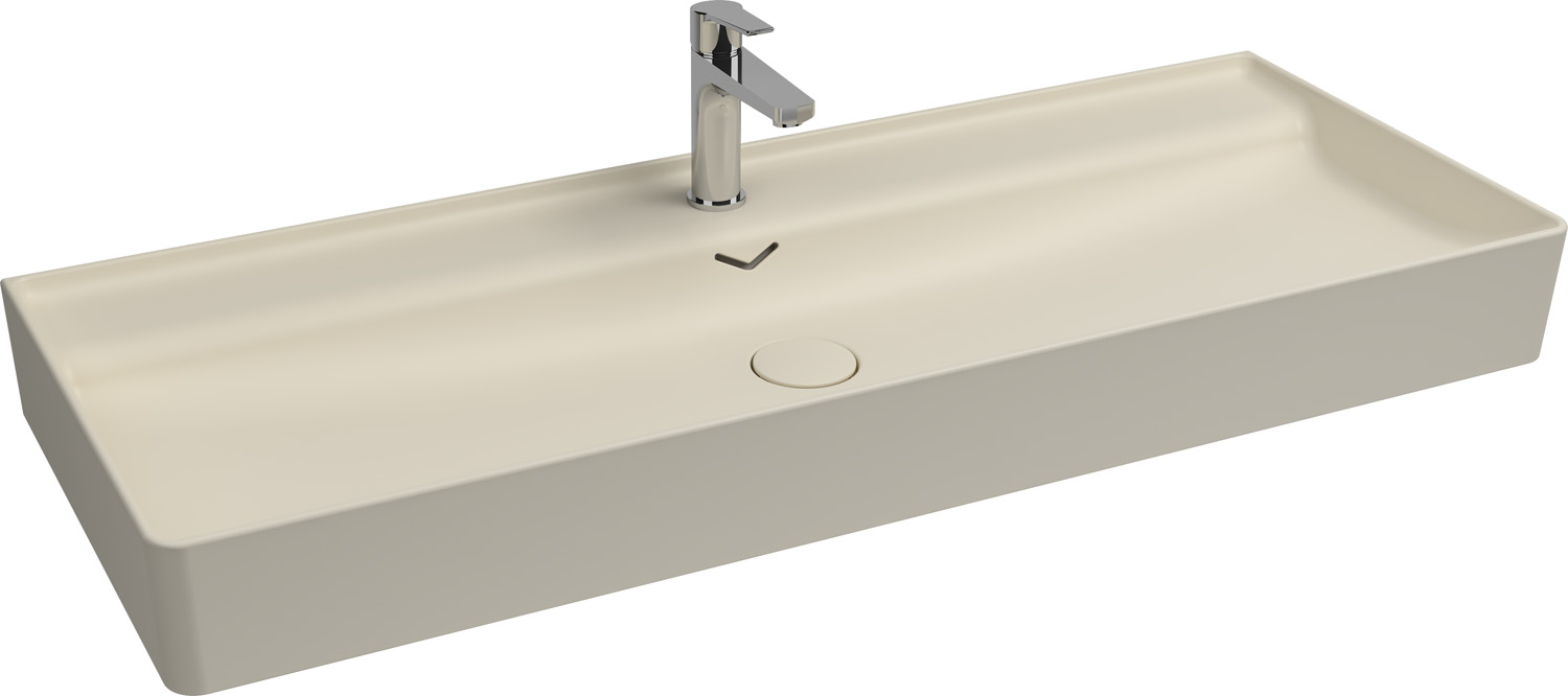 Isvea Vea opbouw wastafel met kraangat 120cm ivoor