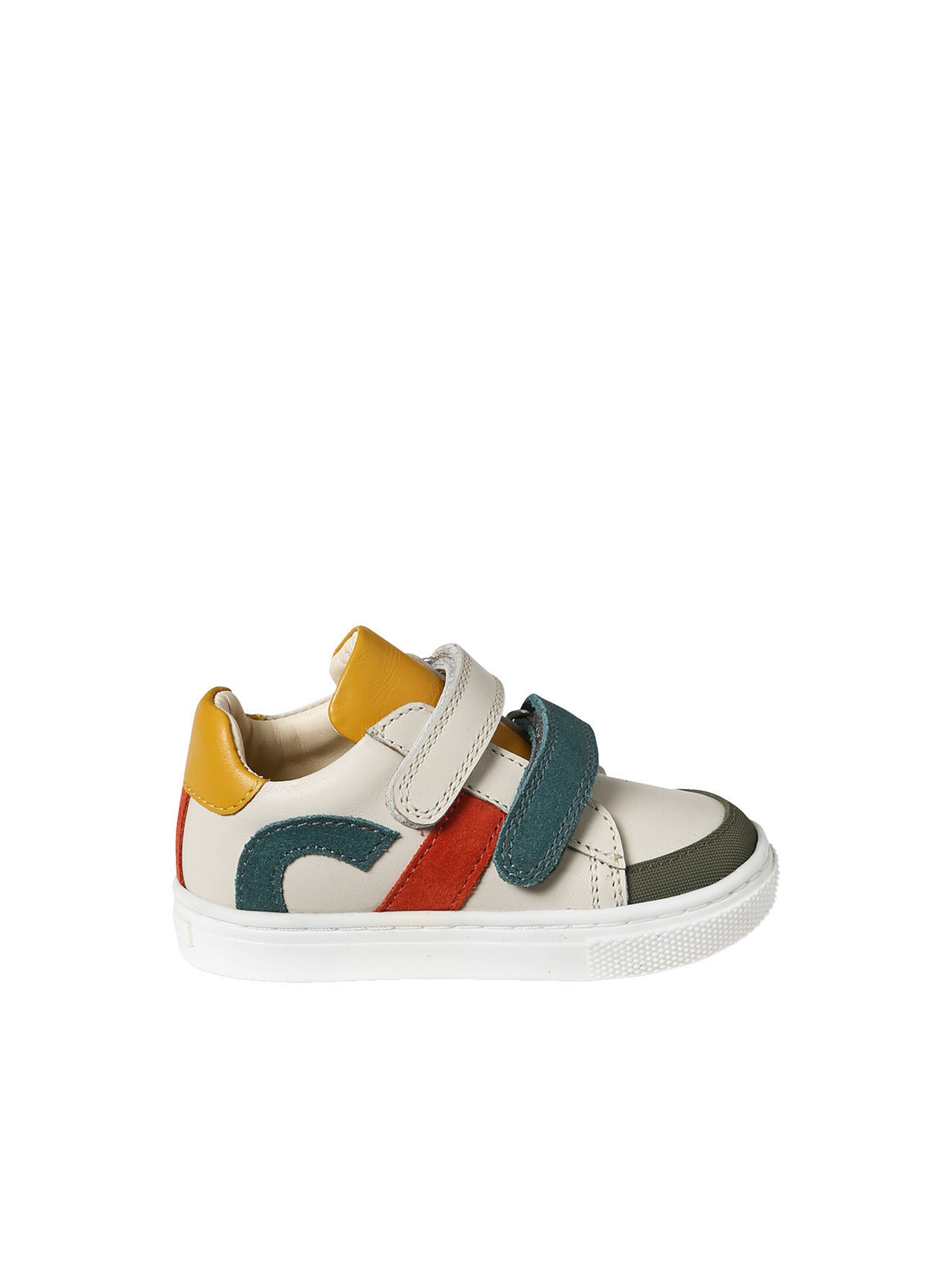 Vertbaudet Baby Klett-Sneakers beige/tannengrün/ocker