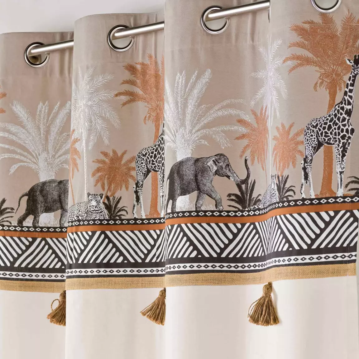 Rideau coton (140 x 240 cm) Kenya lodge Taupe