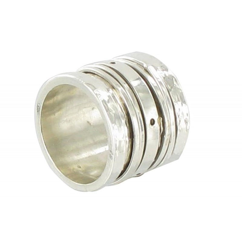 Bague en Argent Tube Martelé et ses Anneaux Mobiles