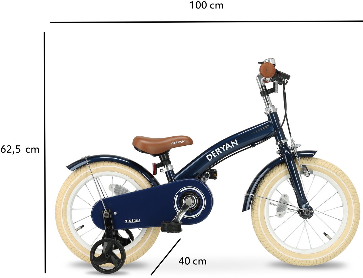 Deryan Luxe 3-in-1 Blue kinderfiets - 14 inch