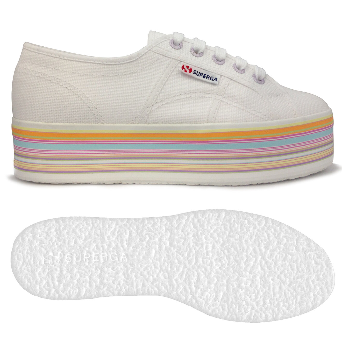 Superga Baskets Plateforme Rainbow blanc/multicolore