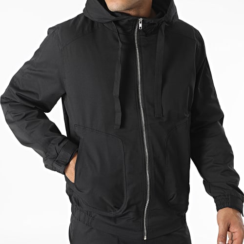 Ensemble Veste Zippée Capuche Et Pantalon Cargo Noir
