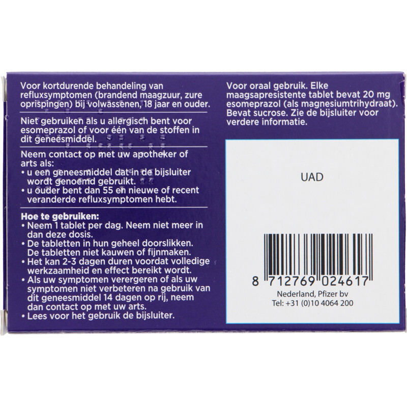 Nexium Control 20mg maagsapresistente tabletten