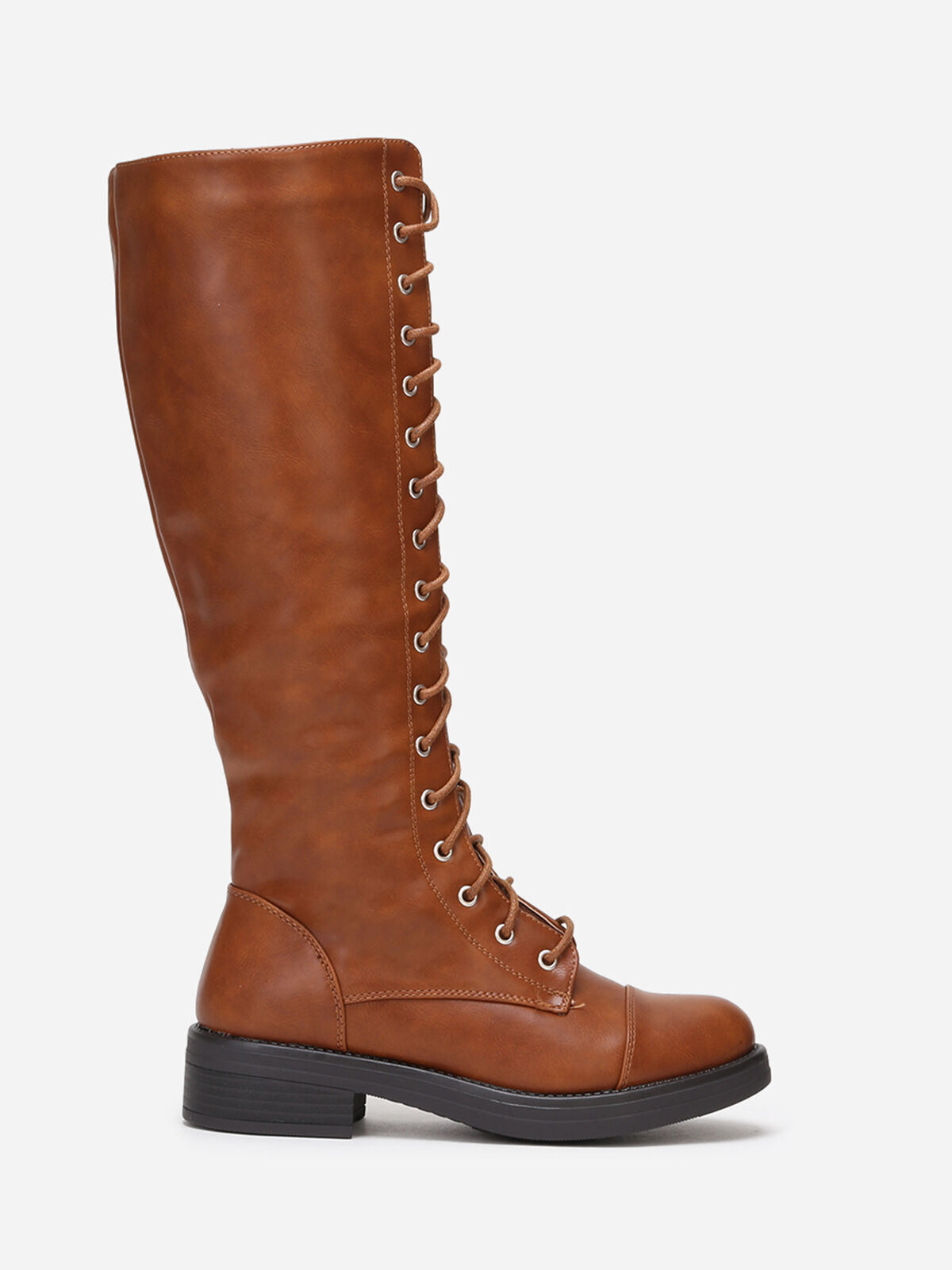 Bottes style rangers à lacets- Camel