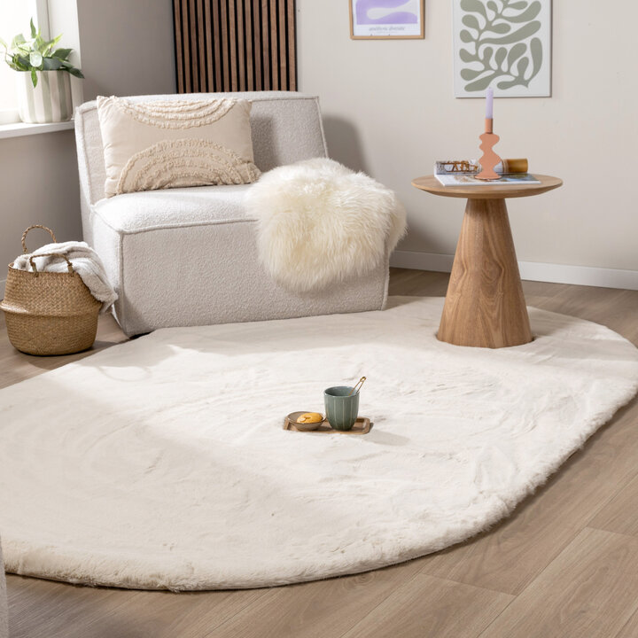 Ovaal hoogpolig vloerkleed - Comfy Supreme Creme