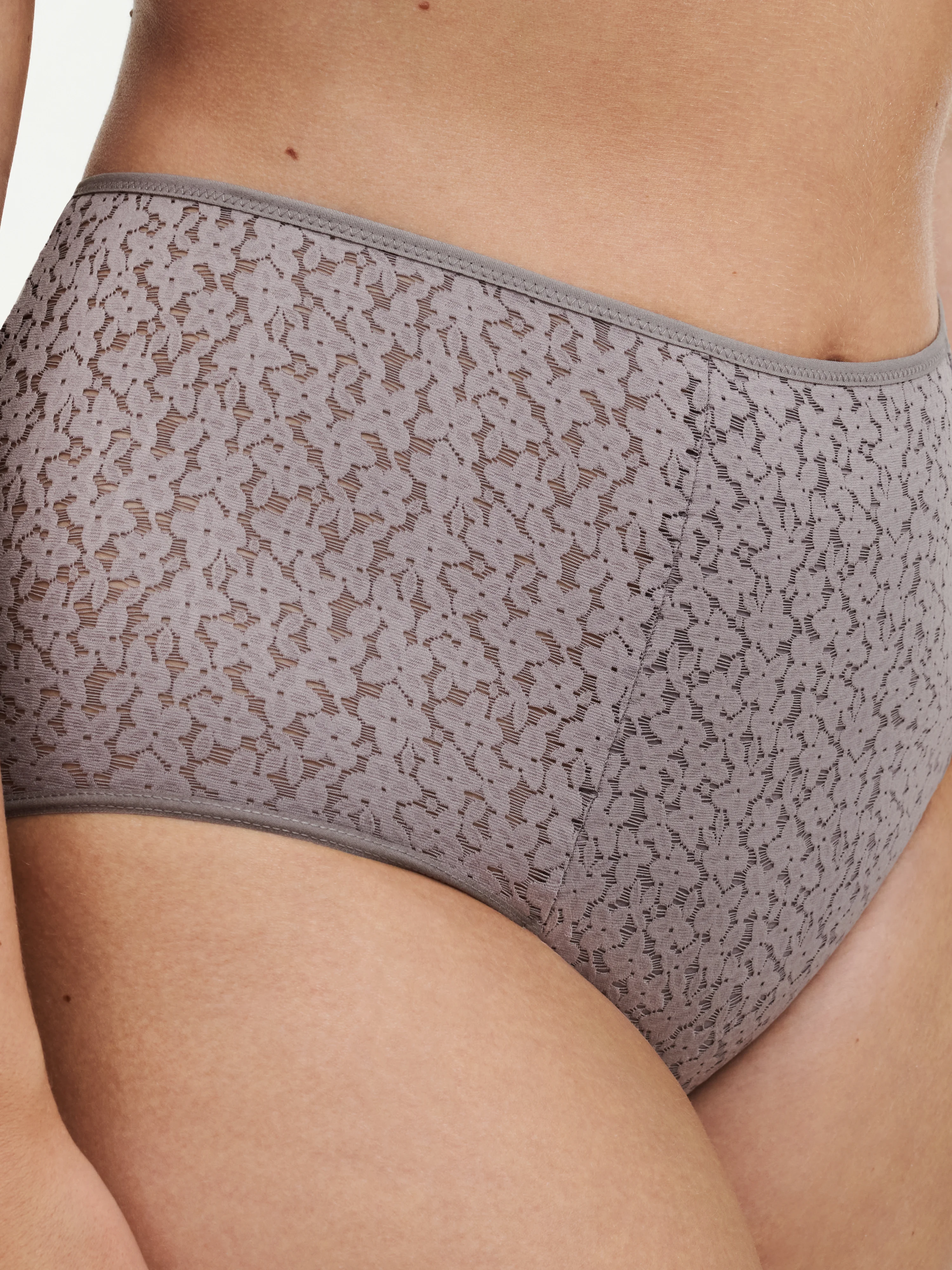 NORAH - Culotte taille haute en dentelle | Gris