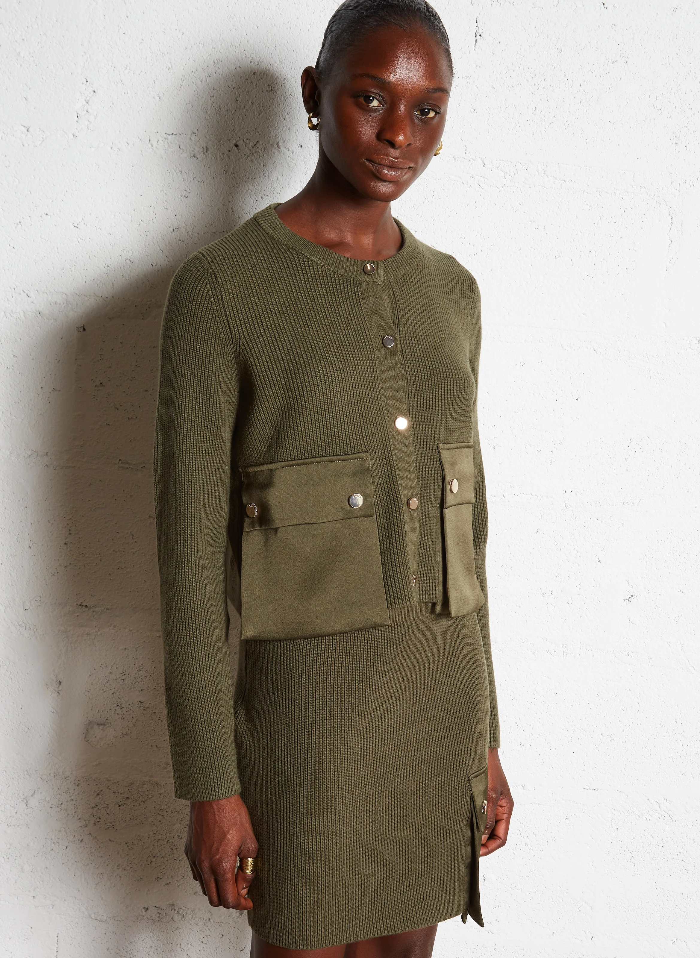 Jupe courte en maille | Vert