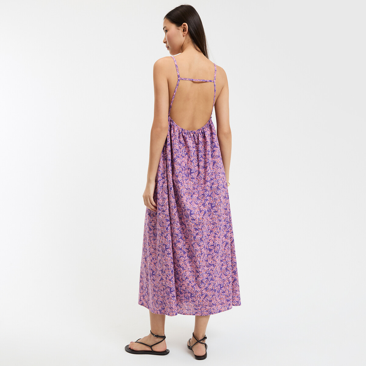 COLEÇÕES LA REDOUTE<br>Vestido evasê, estampa floral, alças finas