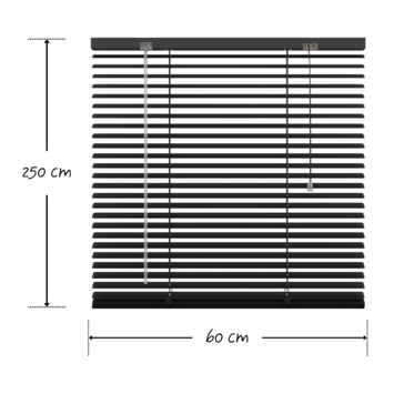 KARWEI aluminium jaloezie 25 mm zwart (kleurnr. 203) 60x250 cm (bxh)