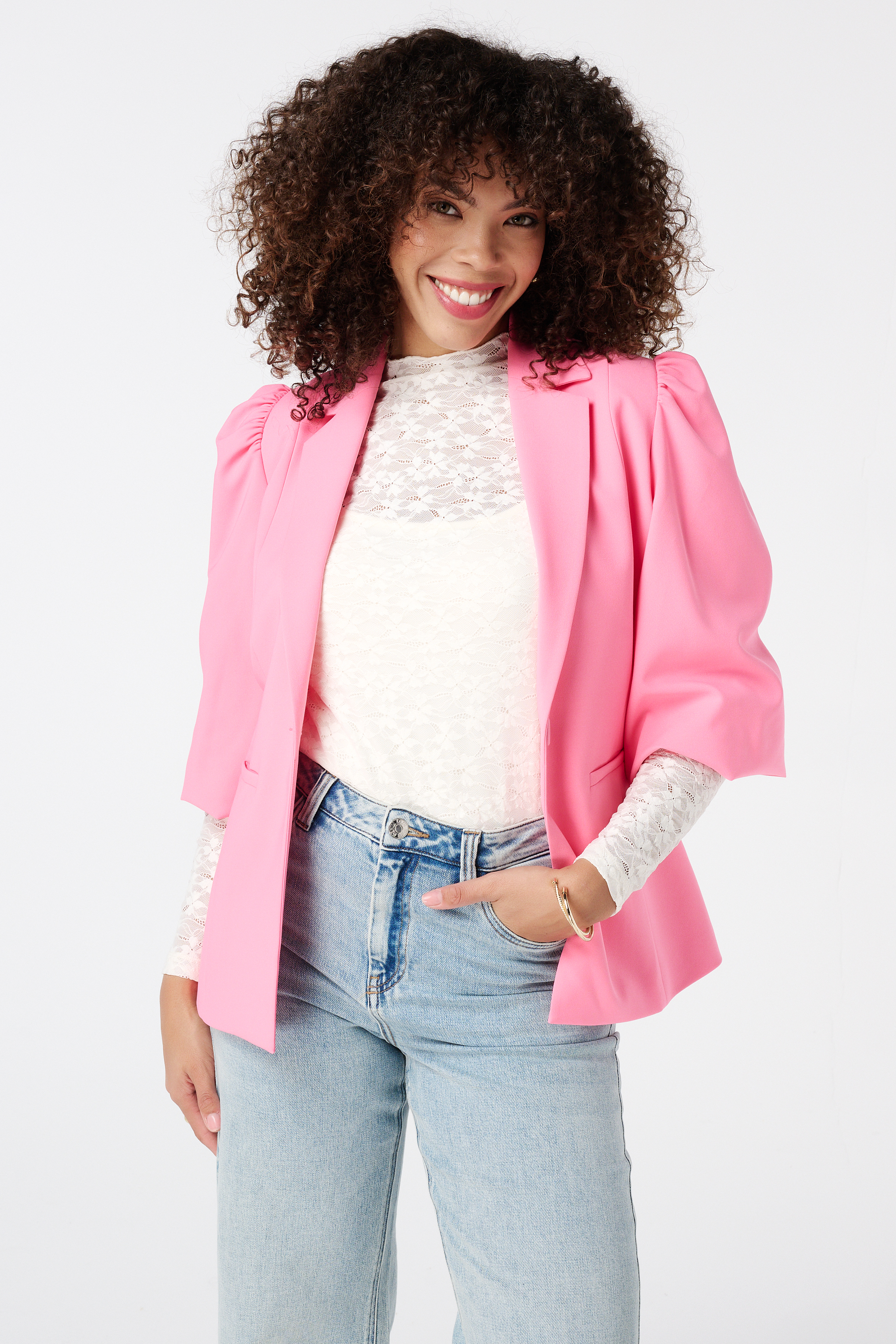 Blazer met pofmouwen Pink