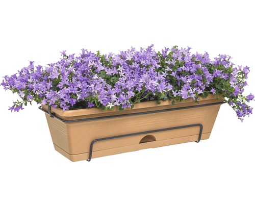 elho Green Basics all-in-1 bloembakset, kunststof, 68,5 x 18 x 16,5 cm, terracotta, inclusief beugel en schotel