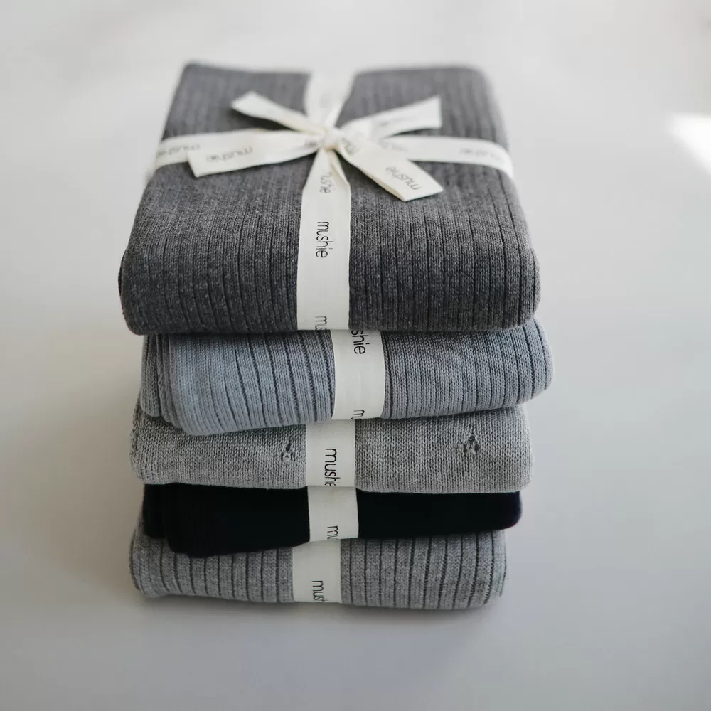 Mushie Knitted Baby Tæppe Gray Melange - 1 stk.