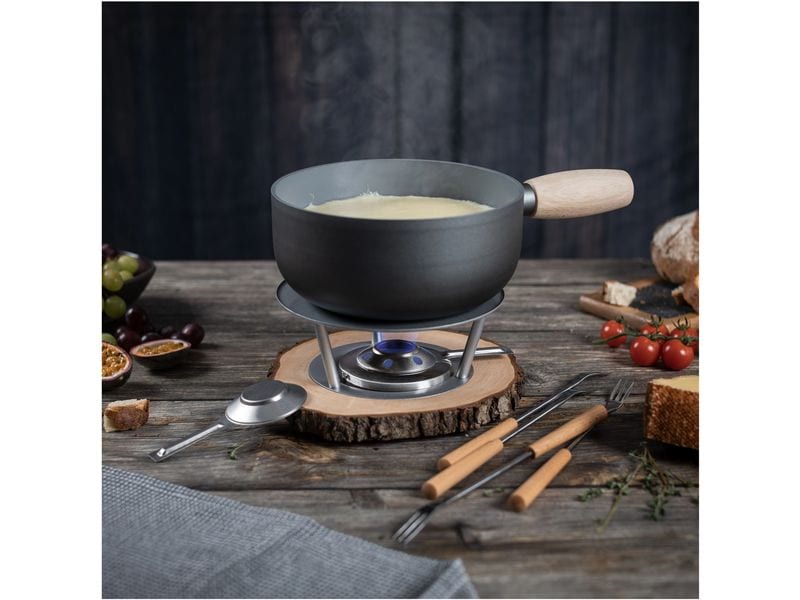 Kuhn Rikon Käsefondue-Set Alpine 7 Teile, Braun/Silber Käsefondue-Set für 4-6 Personen