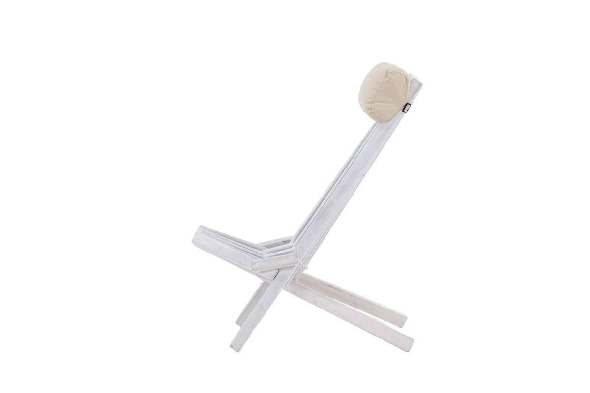 Houten tuin loungestoel Bastian - met hoofdkussen Wit