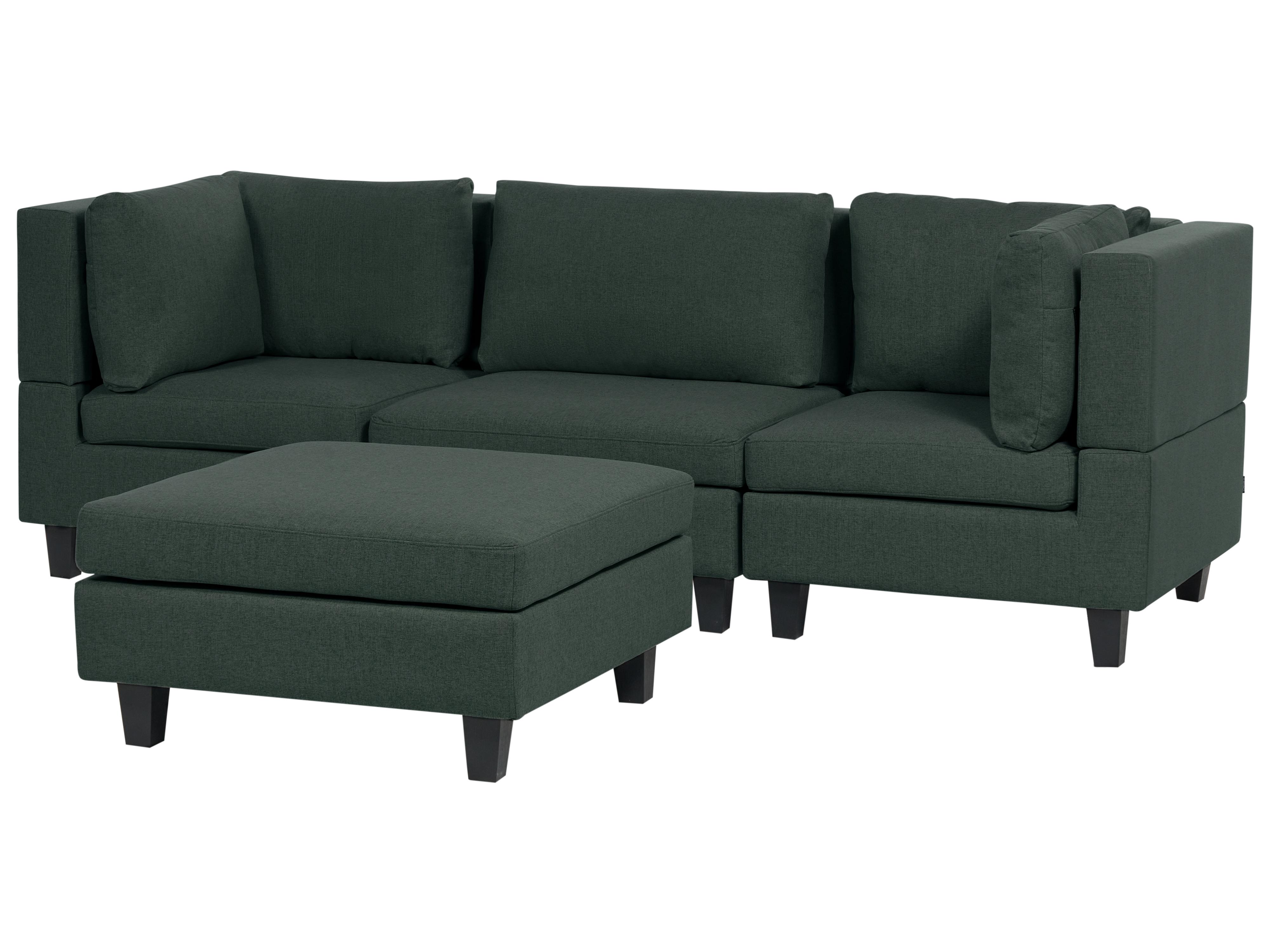 Modulaire bank 3-zits UNSTAD Stof Donkergroen met ottomaan