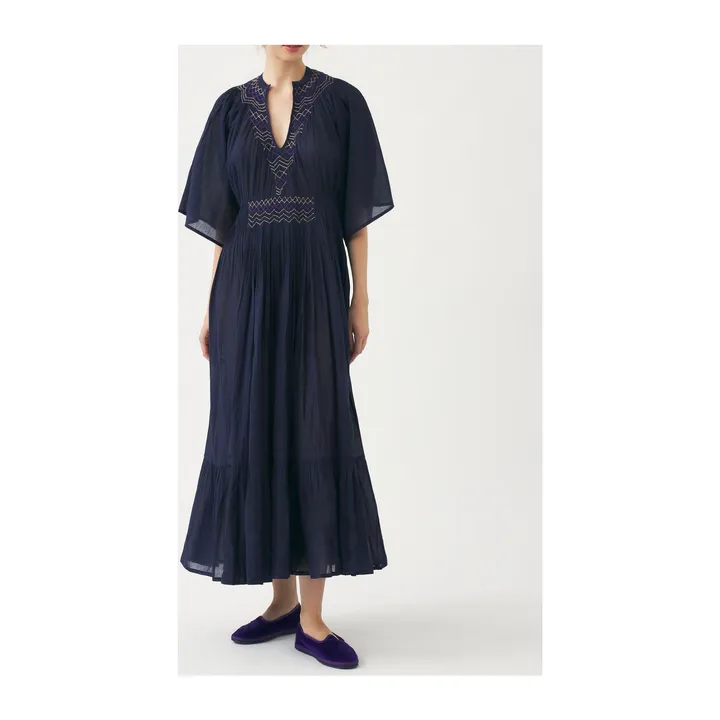 Antik Batik Robe Ayo Voile de Coton | Bleu marine