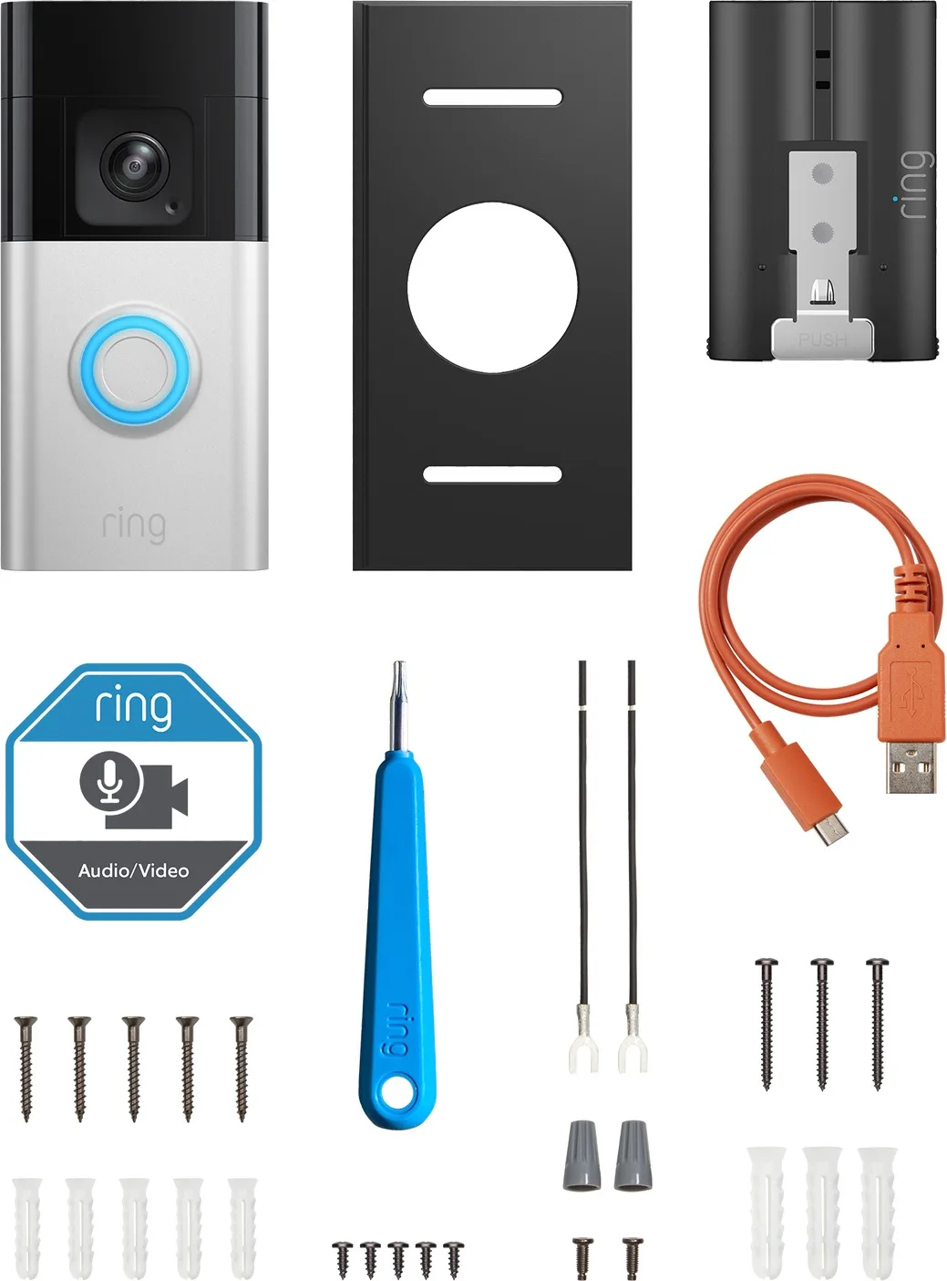 Ring Battery Video Doorbell Pro Nickel Satiné Sonnette connectée