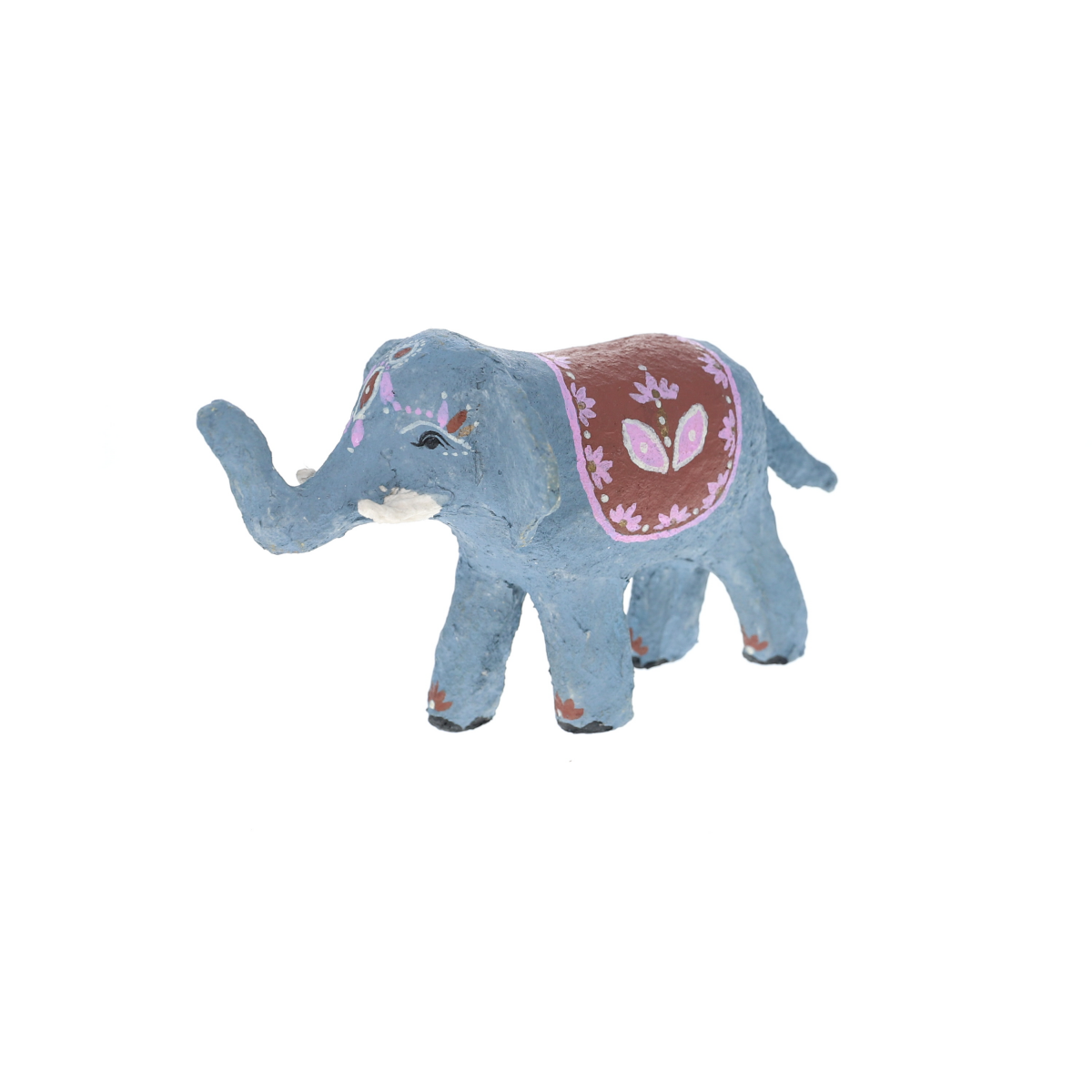 Figurine éléphant en papier mâché avec ornement rose Pondie Chérie