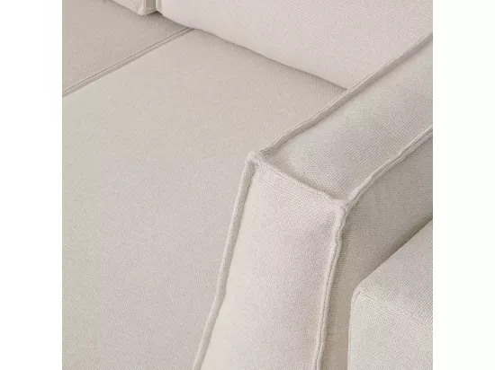 Canapé d'angle à gauche convertible 3 places avec coffre en tissu beige - Barani