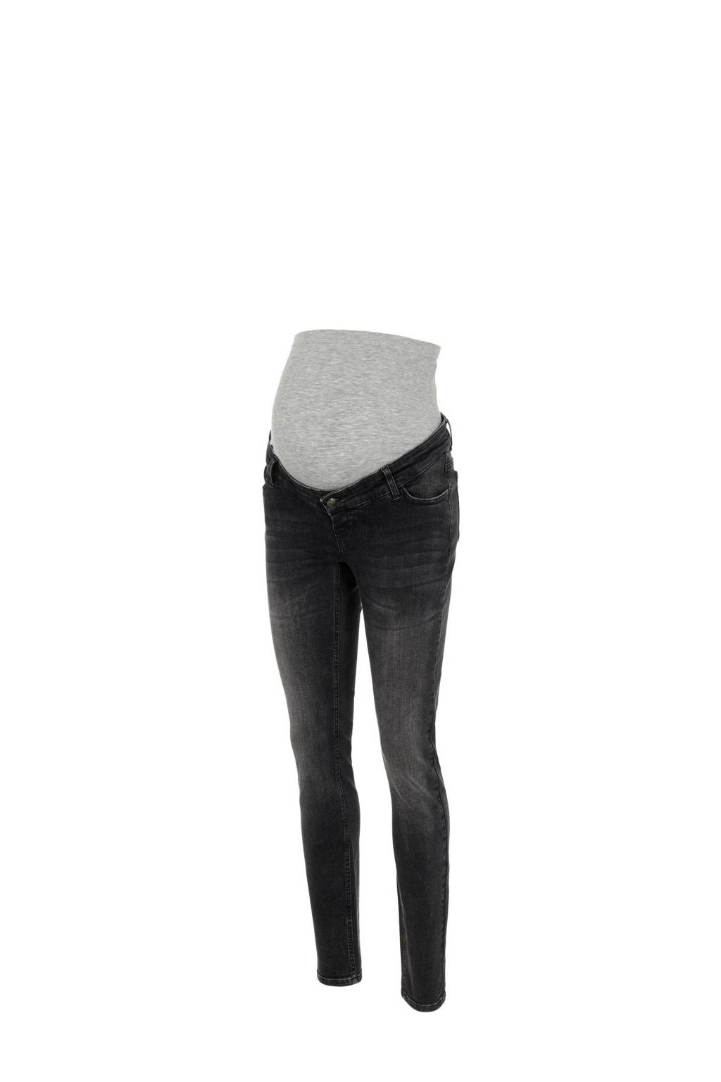 MAMALICIOUS low waist slim fit zwangerschapsjeans MLCALIFORNIEN grijs stonewashed
