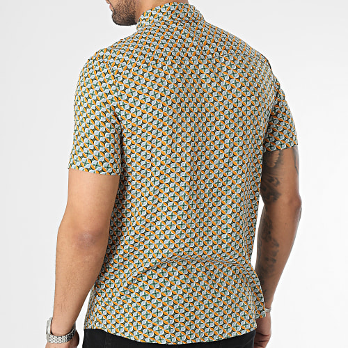Chemise Manches Courtes Vert Beige
