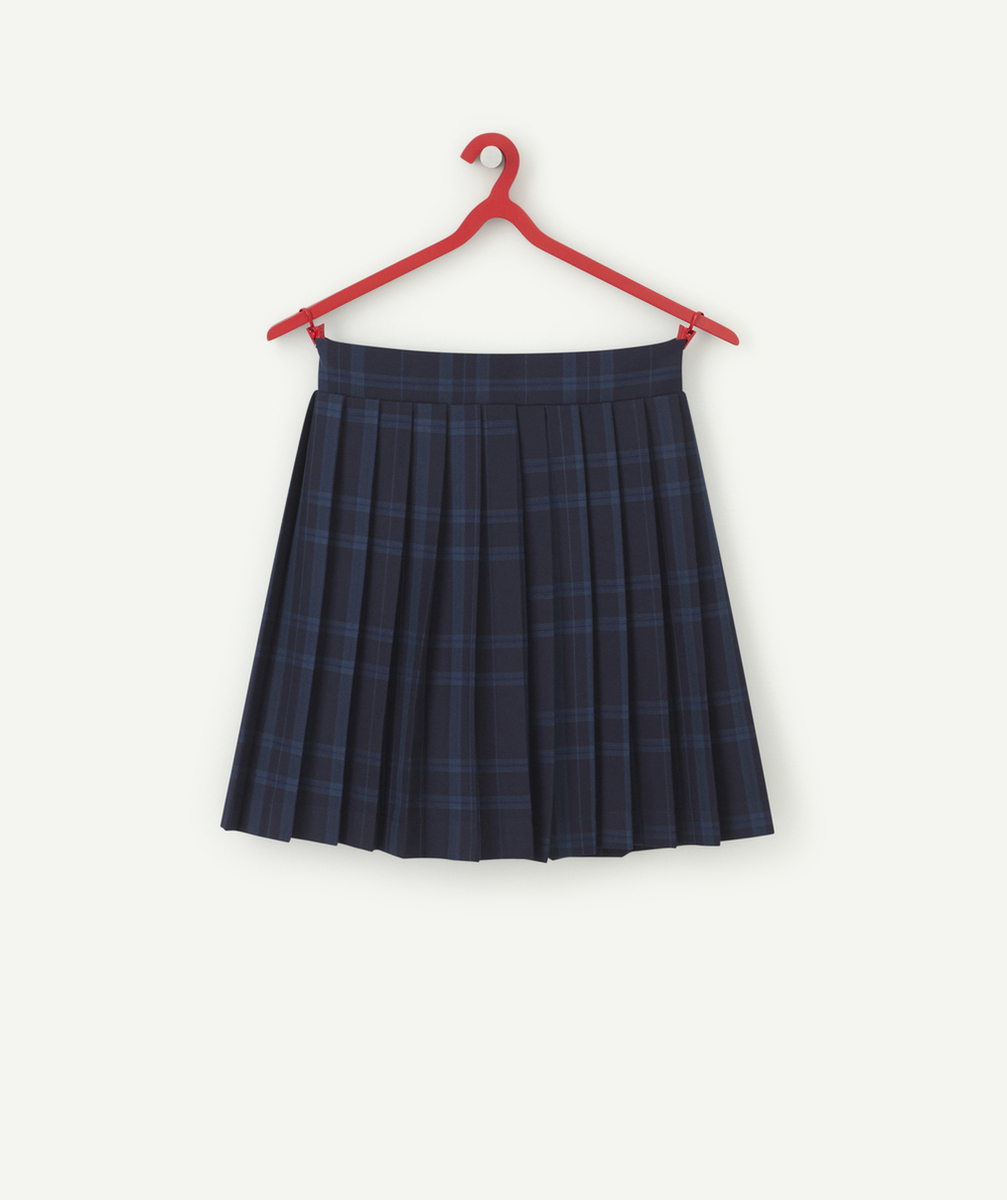 JUPE PLISSÉE FILLE À CARREAUX BLEU MARINE