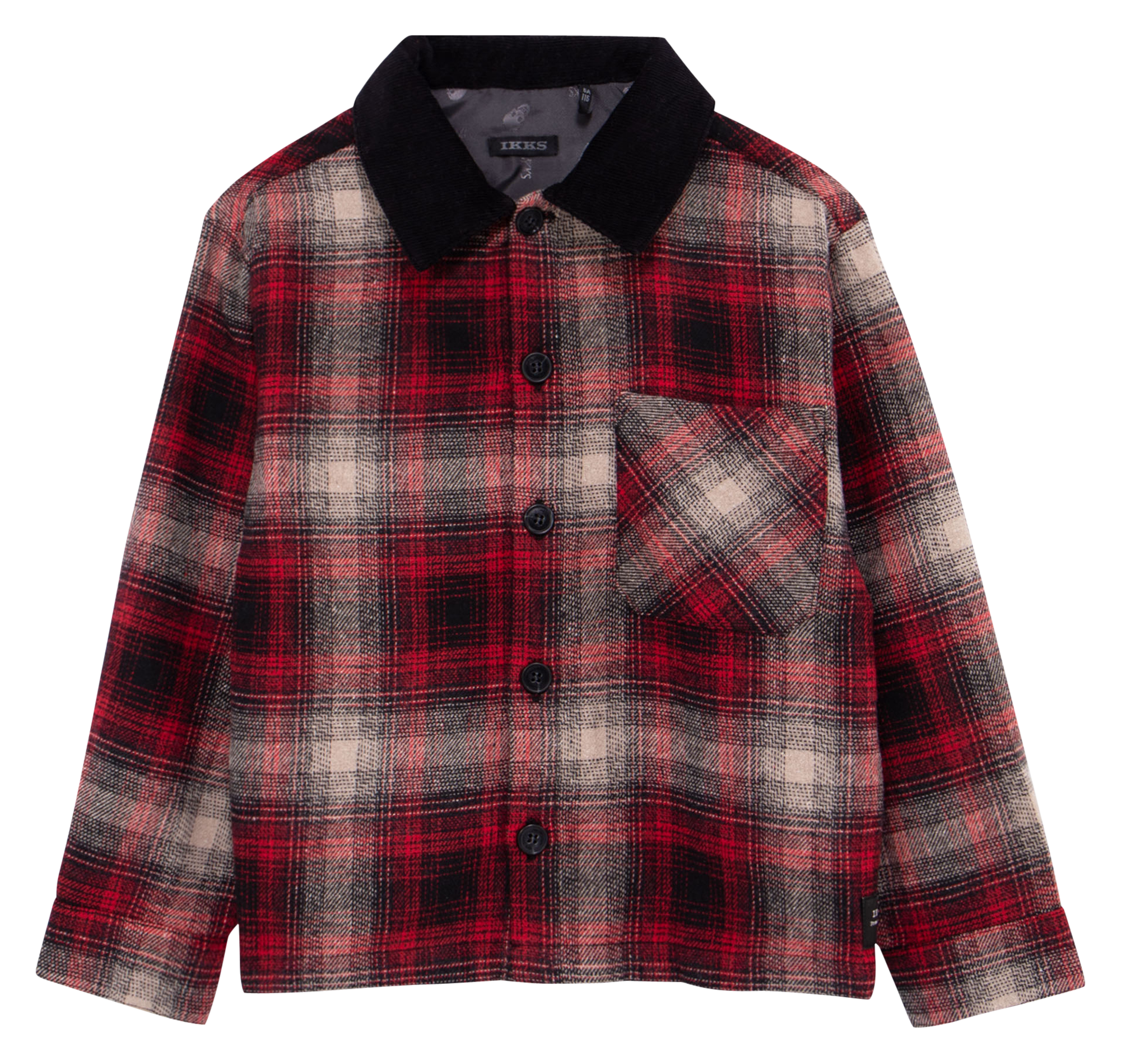 Chemise col classique droite en coton mélangé à carreaux | Rouge