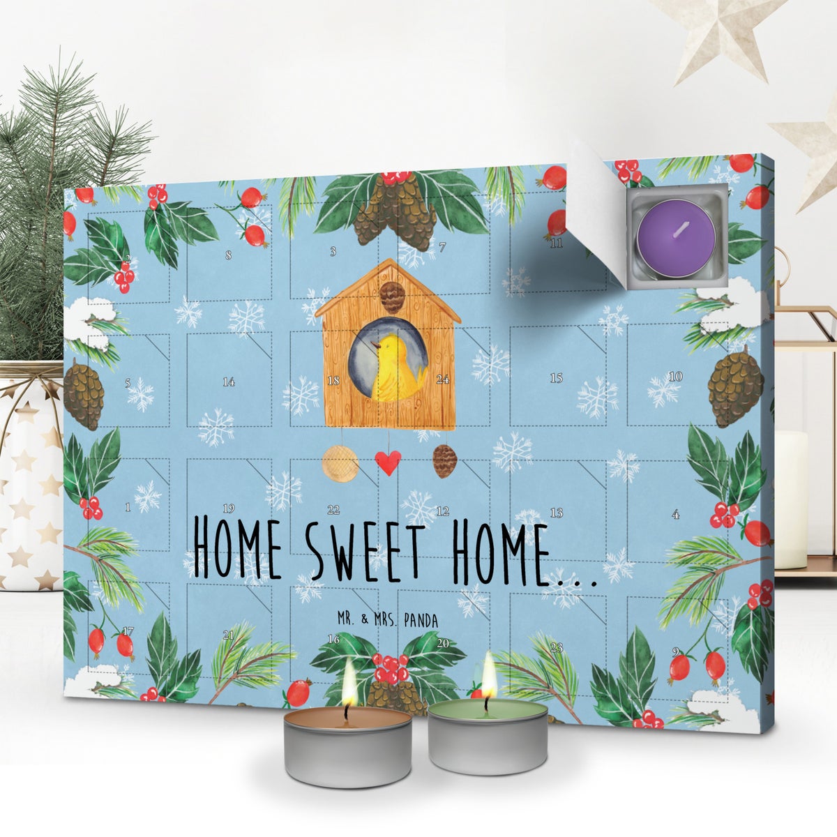 Mr. & Mrs. Panda Geurkaars Adventskalender Vogelhuisje - Pastelblauw