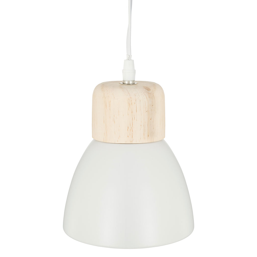Suspension bois abat-jour blanc D 15x17cm