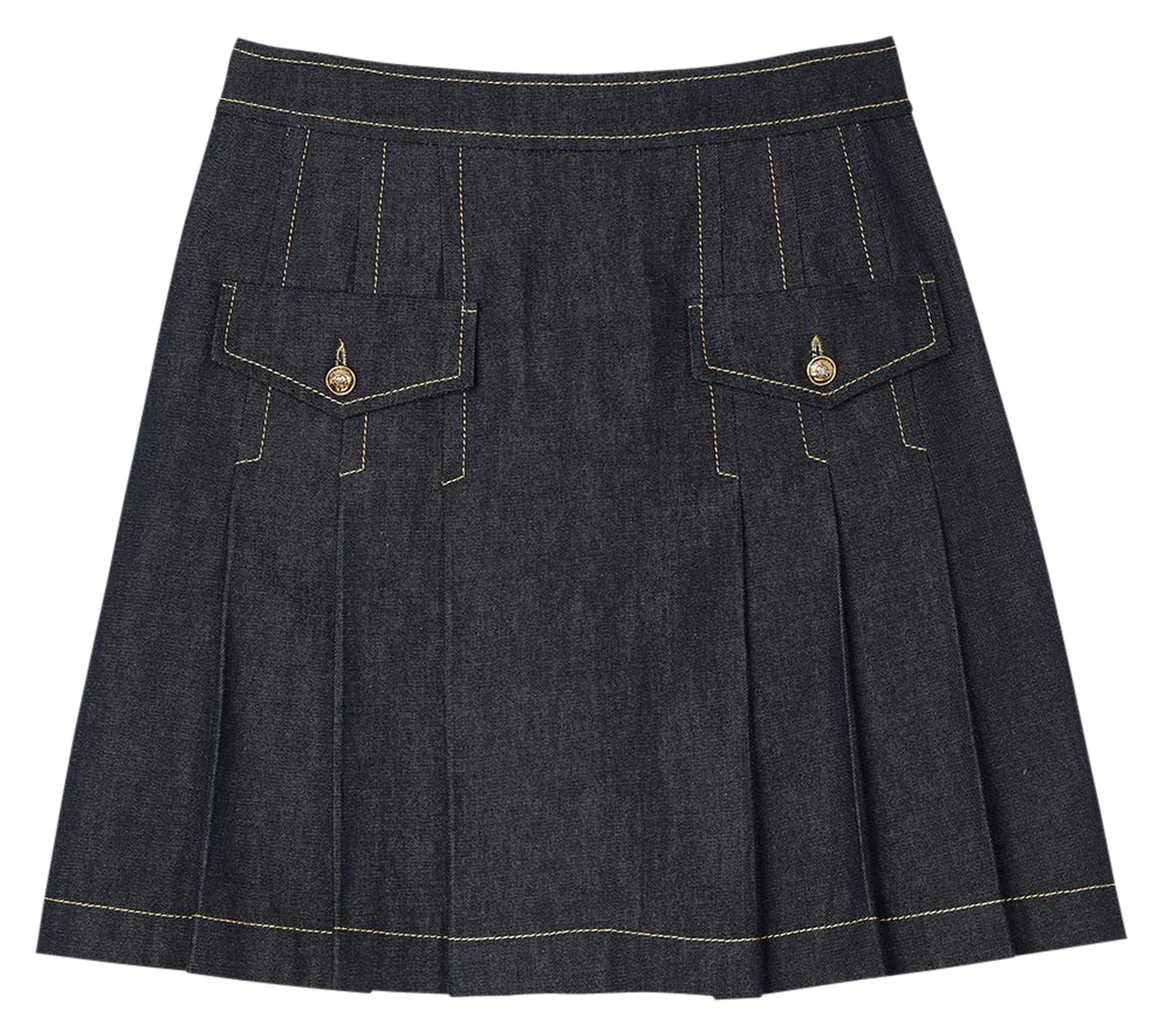 Jupe courte plissée en jean | Bleu