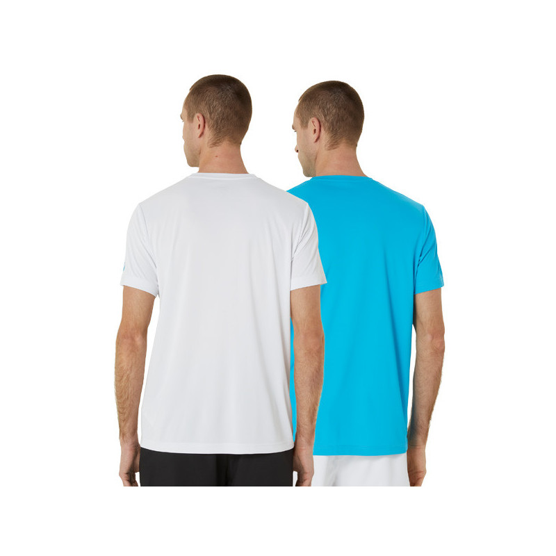 Tee-shirt tennis Asics Court Graphic blanc ou turquoise