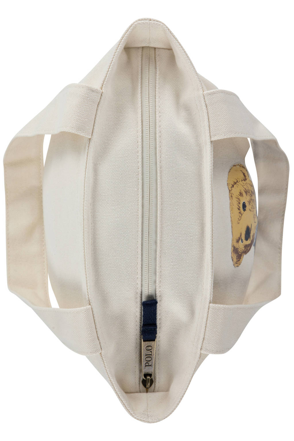 shopper met printopdruk ecru